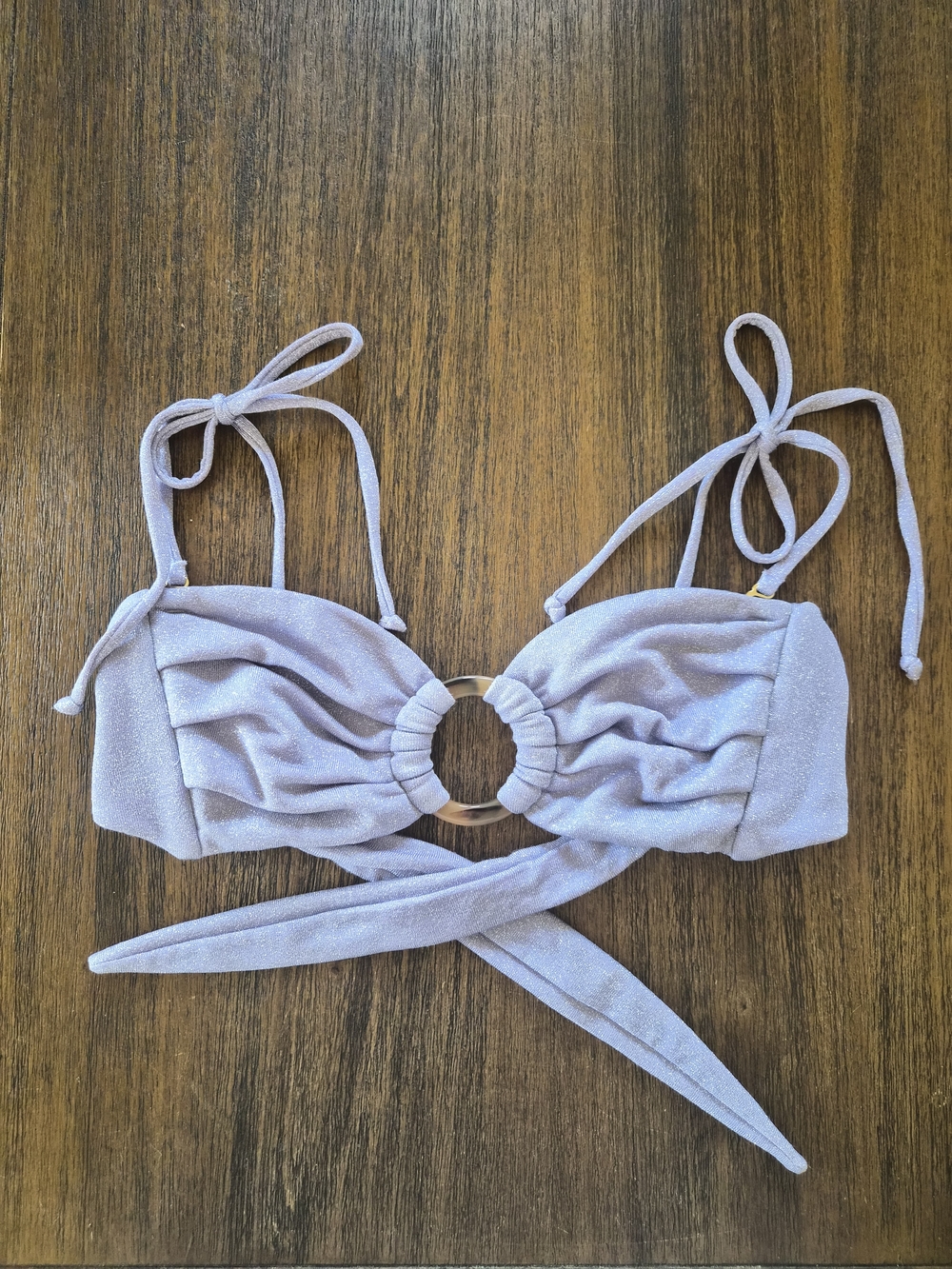 Montce Lilac Sparkle Torri Ring-Front Bikini Top